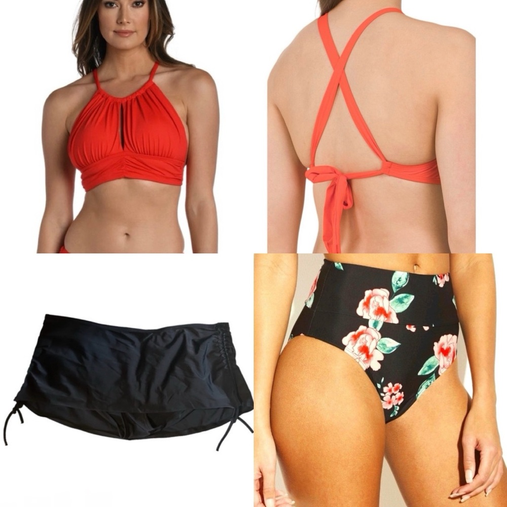 3 Pc SWIM MASHUP: NWT- La Blanca Mid-Kini Swim Top + 2 (EUC & GUC) Bottoms